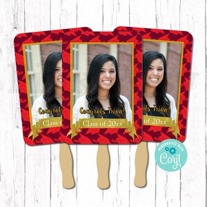 Graduation Hand Fans, Red Graduation Fans, Class of 2025, Graduation Favors, Event Fans, Custom Fans, Photo Fans, Fans on a Stick