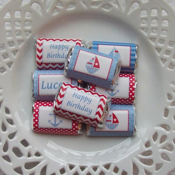 Printable Sailboat Birthday Mini Candy Bar Wrappers