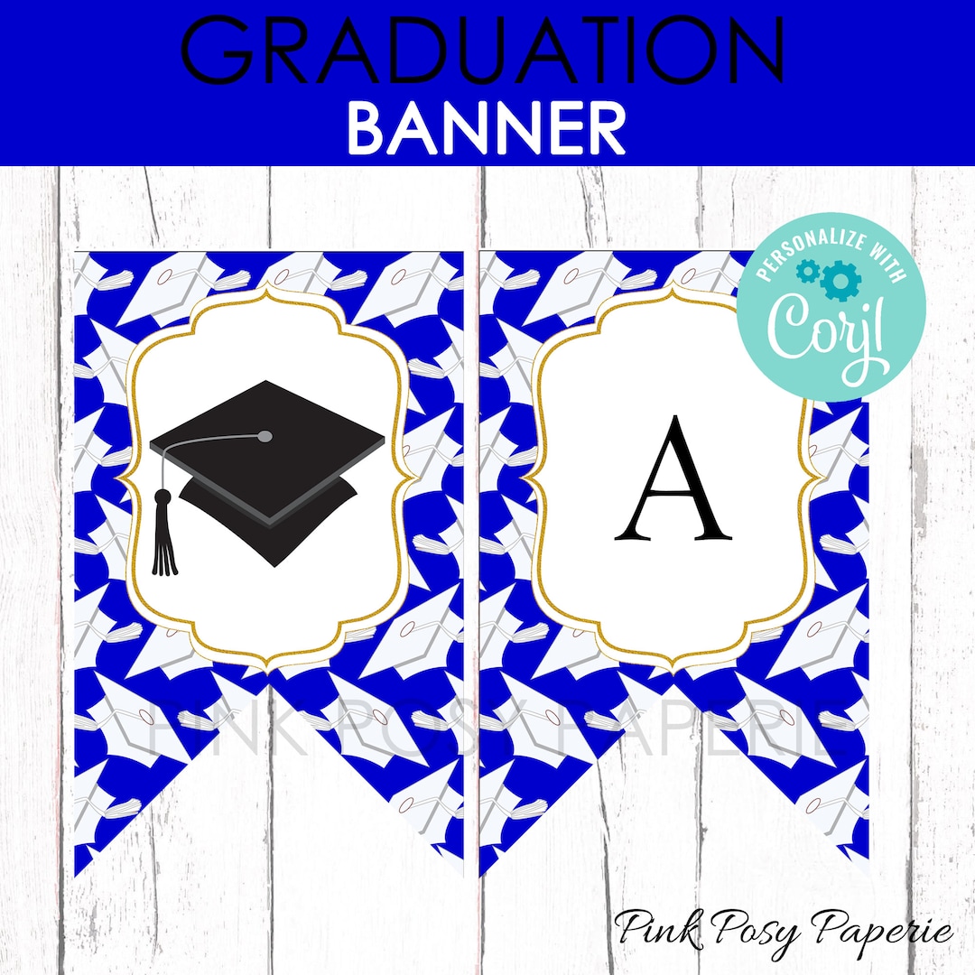 Royal Blue Graduation Banner Graduation Party Decor - Etsy