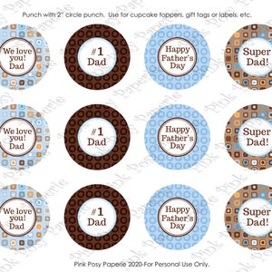Fathers Day Cupcake Toppers, Printable Cupcake Toppers, Father's Day ...