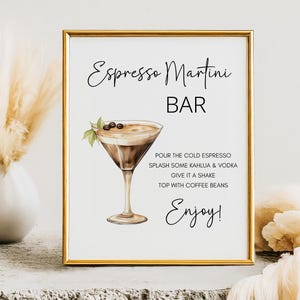 Bar de Espresso Martini, Placa para Chá de Bebê, Coquetel Exclusivo, Bebida de Café, Download Instantâneo, Chá de Bebê, Decorações de Casamento, Despedida de Solteira