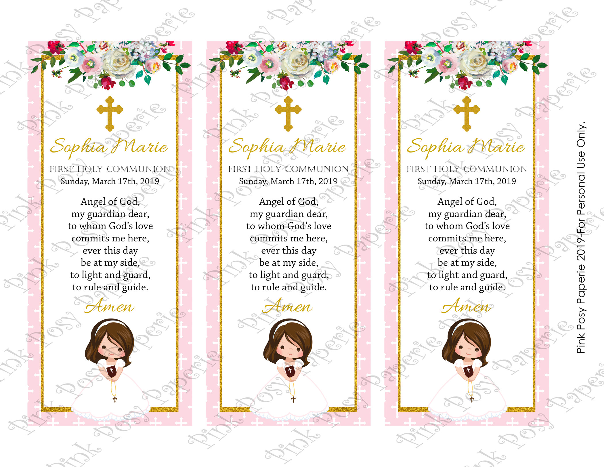 Tarjeta de oración de la niña de la primera comunión marcador - Etsy México
