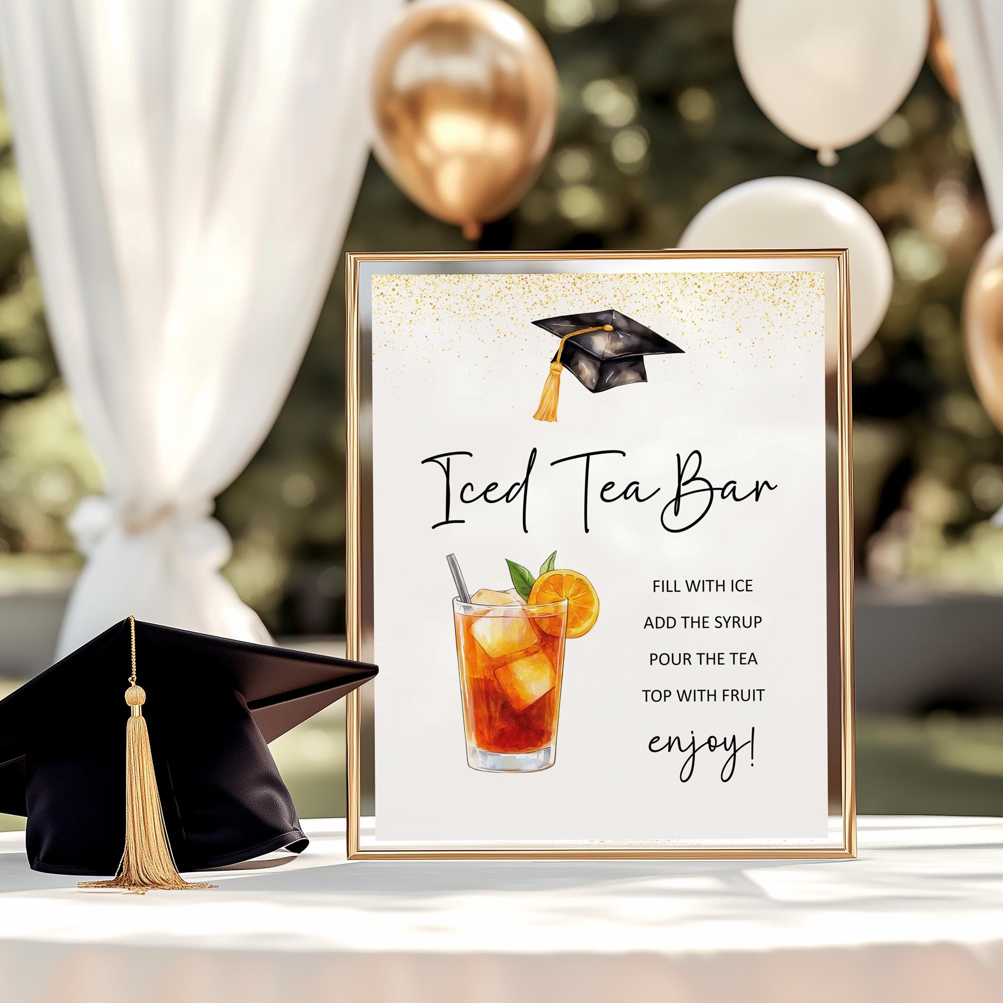 Graduation Iced Tea Bar Sign, Minimalist Table Sign, Mocktail Menu Sign ...