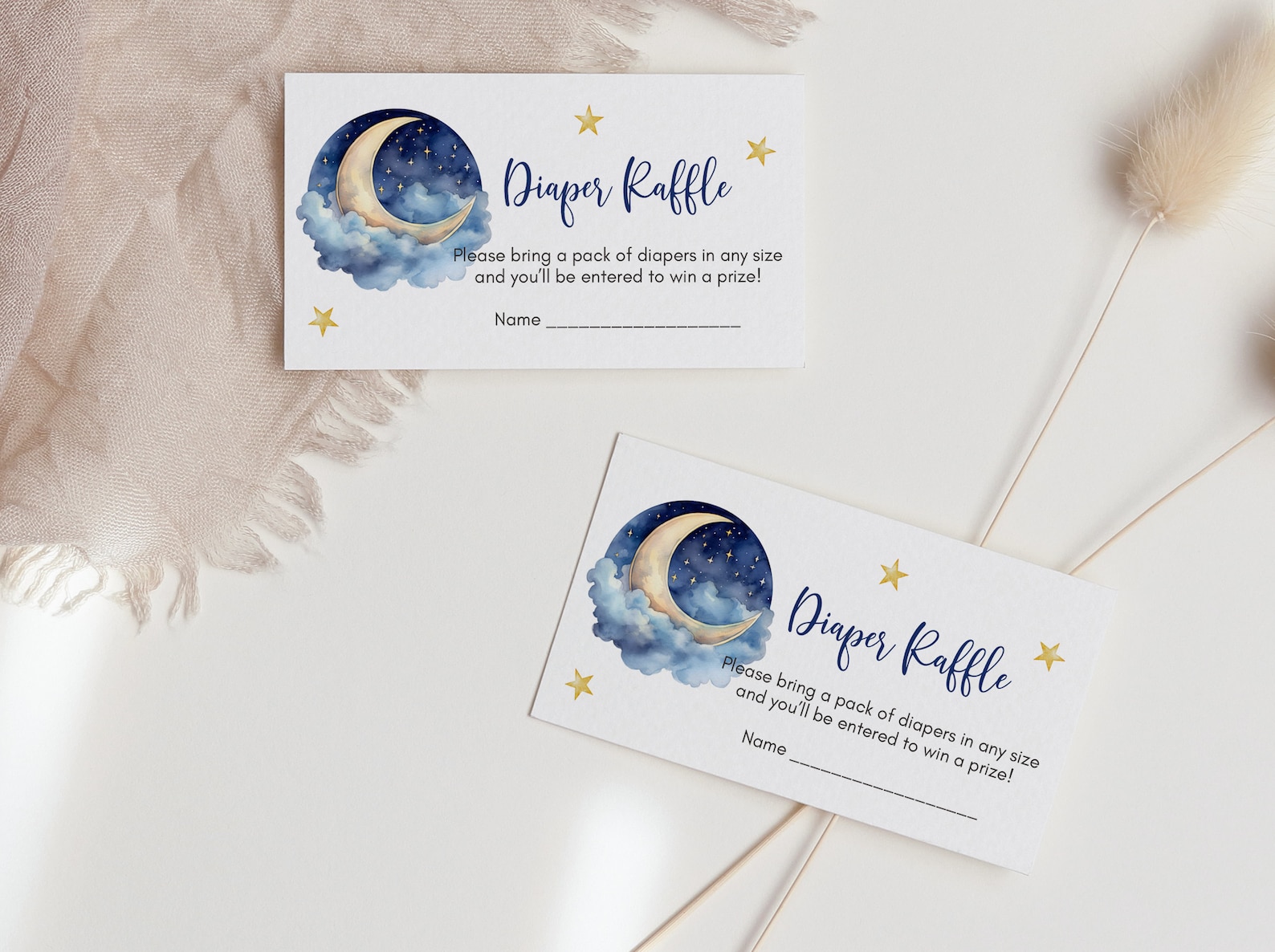 Over the Moon Diaper Raffle Tickets and Sign, Printable Baby Shower ...