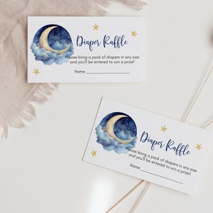 Over the Moon Diaper Raffle Tickets and Sign, Printable Baby Shower ...