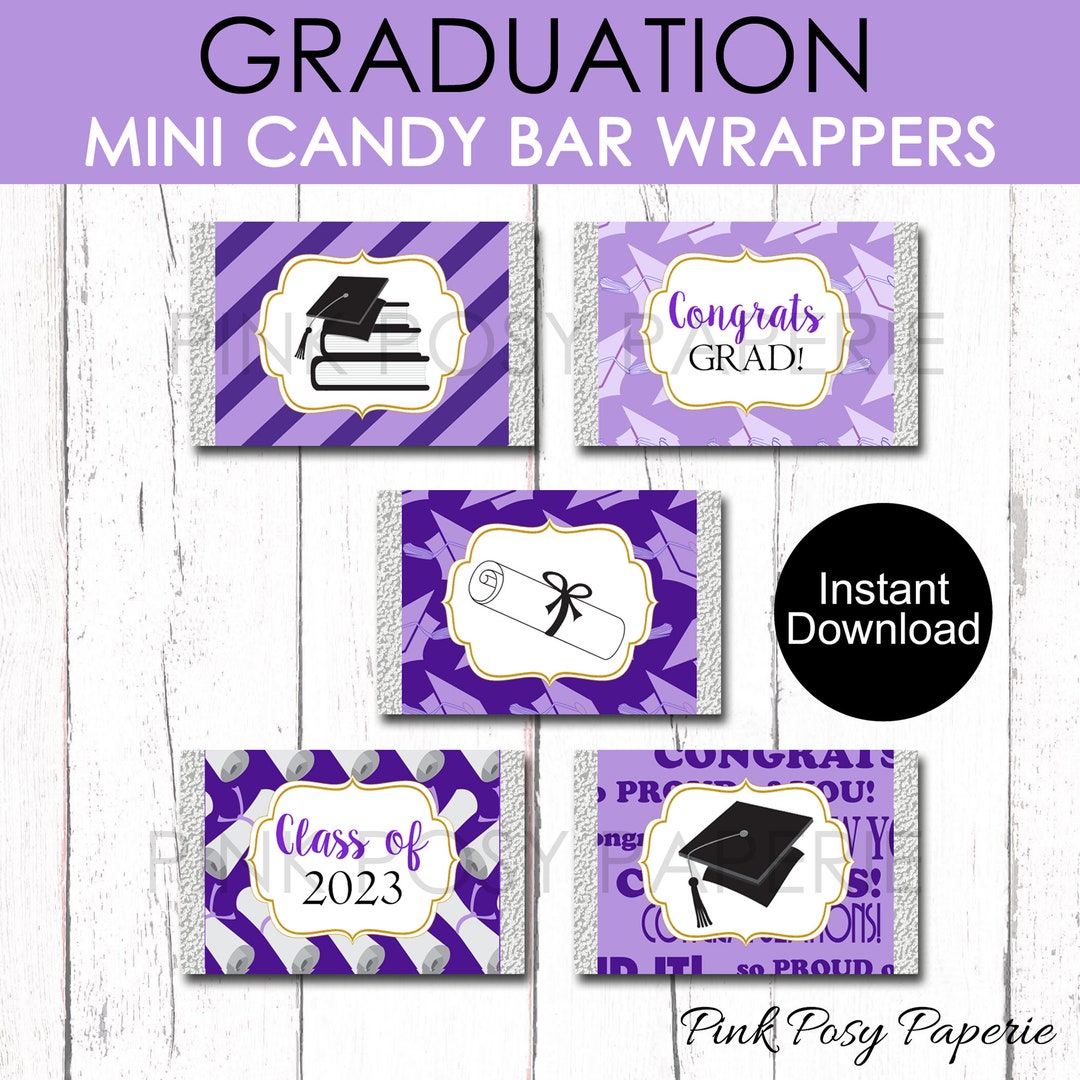 Graduation Mini Candy Bar Wrappers Purple Chocolate Wrappers - Etsy