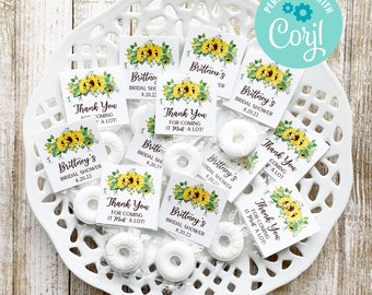 Editable Bridal Shower Mint Favors, Sunflower Bridal Shower, Custom Shower Mints, Yellow Floral, Printable Mint Toppers, Instant Download