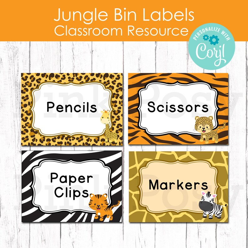 Editable Bin Labels Jungle Classroom Labels Classroom Decor Etsy