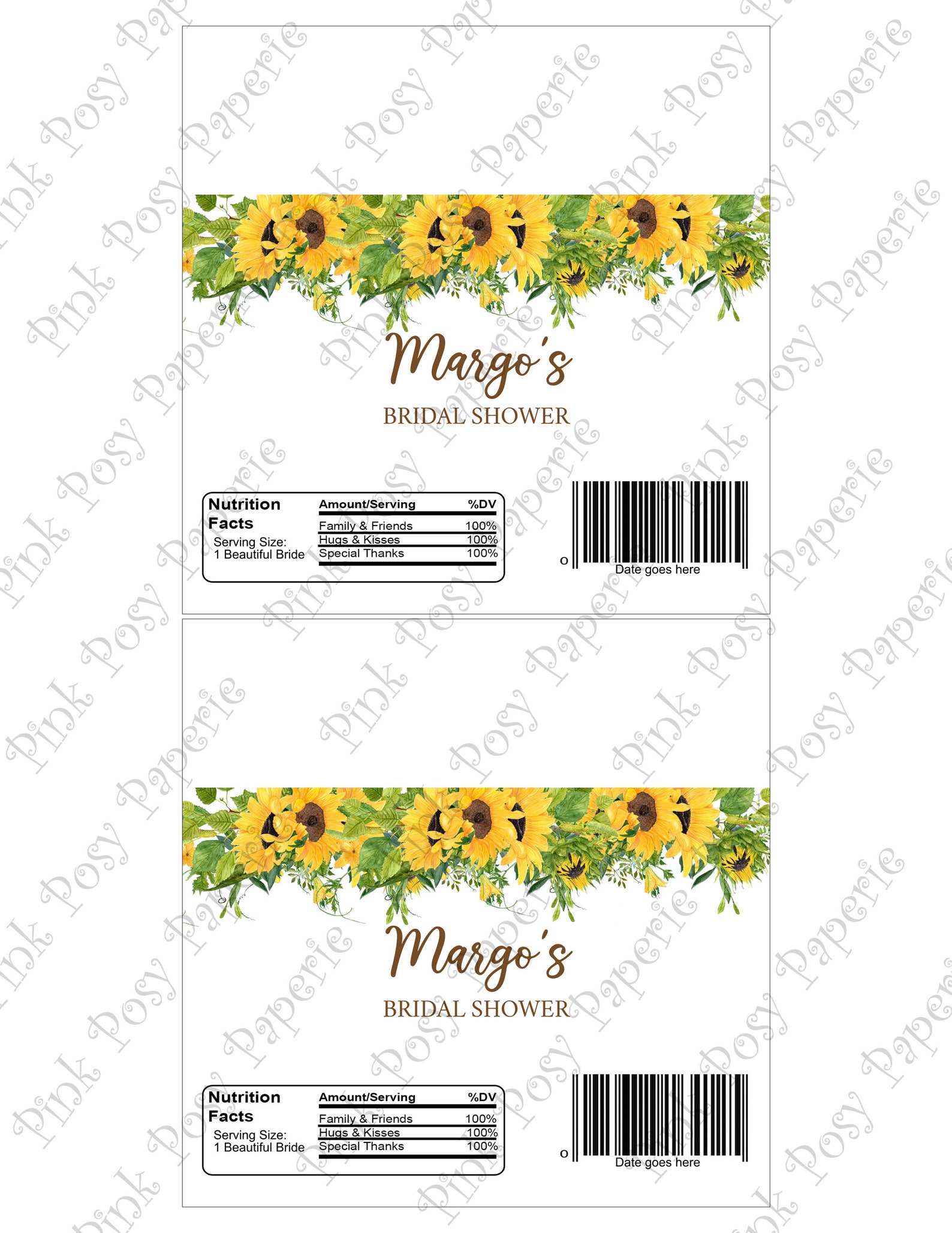Editable Bridal Shower Candy Bar Wrapper Bridal Favors Candy - Etsy