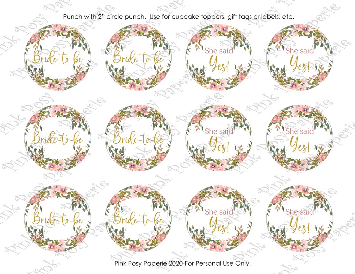 Bridal Shower Cupcake Toppers. Wedding Shower Cupcake Toppers Etsy