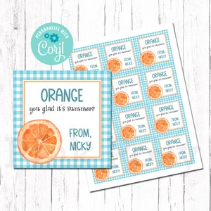 Étiquettes de fin d'année scolaire, étiquettes orange modifiables, étiquettes-cadeaux pour camarades de classe, étiquettes pour enseignant, orange que vous êtes heureux, téléchargement immédiat, étiquettes d'été imprimables