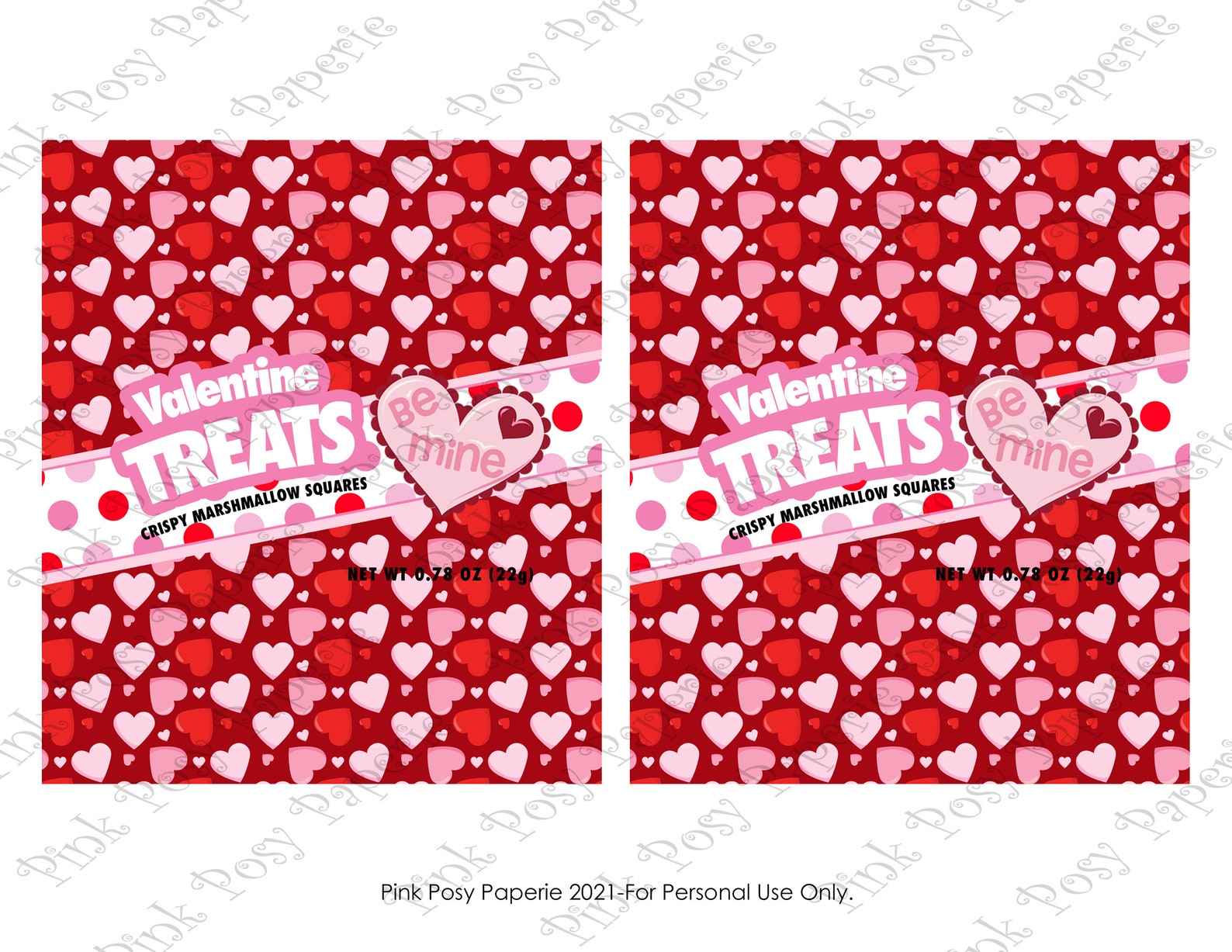 Valentine Rice Cereal Treats, Valentine Party Favors, Be Mine Valentine ...