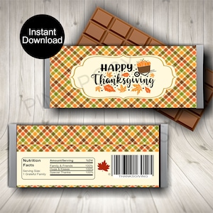 Thanksgiving Candy Bar Wrappers, Thanksgiving Favors, Table Favors, Printable Thanksgiving Wrappers, Chocolate Wrappers, Instant Download
