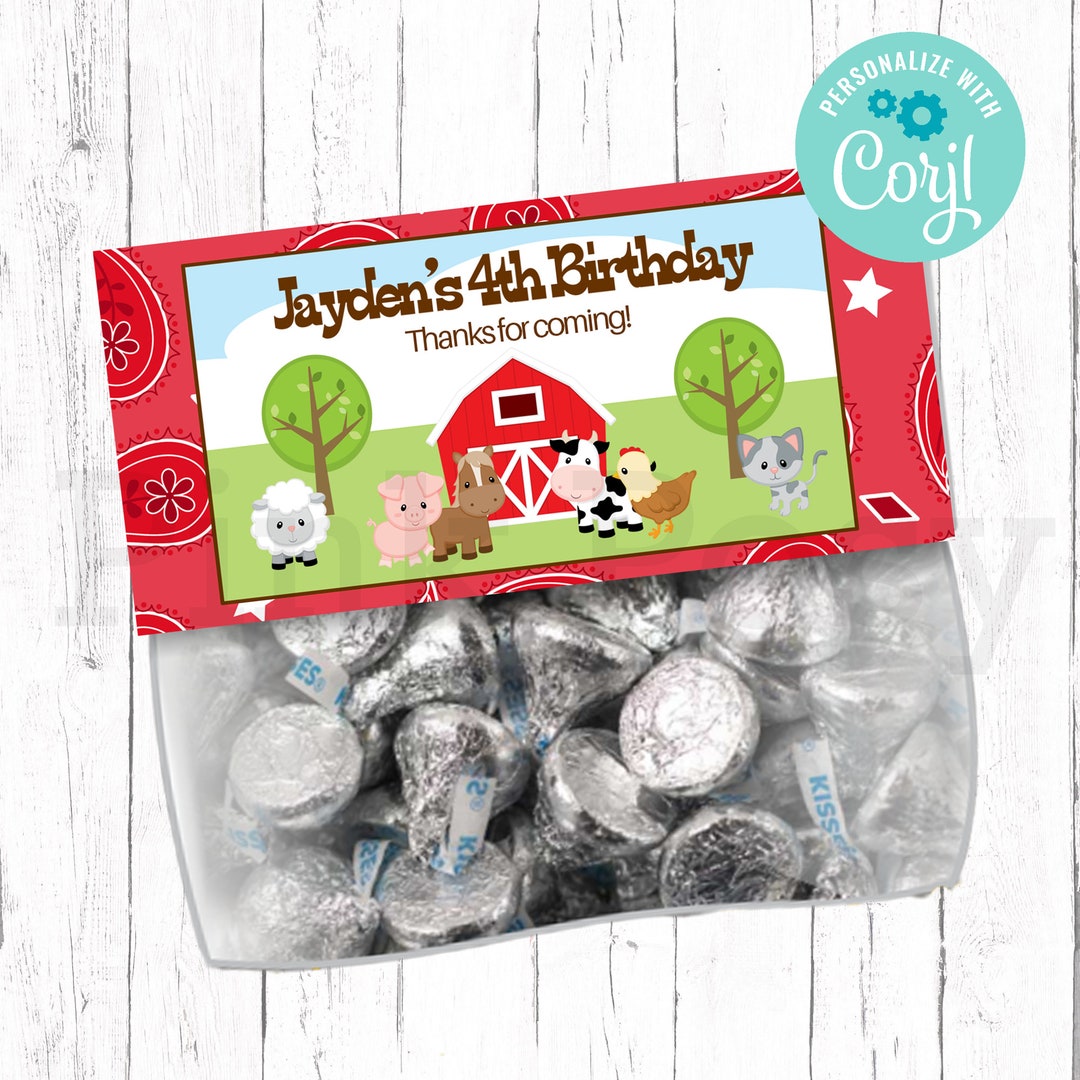 Editable Farm Animal Bag Toppers, Farm Birthday Favors, Barnyard ...