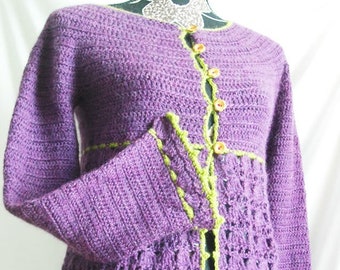 Crochet cardigan pattern - Ombeline - Instant download PDF crochet sweater for women, sizes XS to XL - Easy crochet