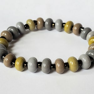 Lampwork Glass Bead Bracelet, Camo, stretch cord, one size fits most, gift