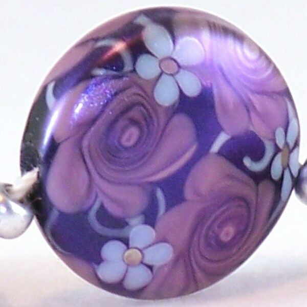 GMD Lampwork Beads JET VIOLET ROSE SHIMMER trio (3) orrbs