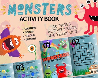 Monsters Activity Book for kids 4-6 Years Old