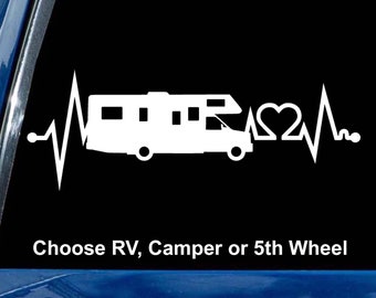 Camper Heartbeat Decal Lifeline Tow Vehicle RV Motorhome sticker 60 colors All sizes