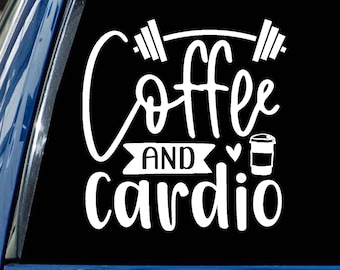Coffee and Cardio Decal workout gym fitness mug car sticker all color choices