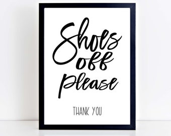 Shoes Off please sign Thank you frameable art typography farmhouse decor foyer entry