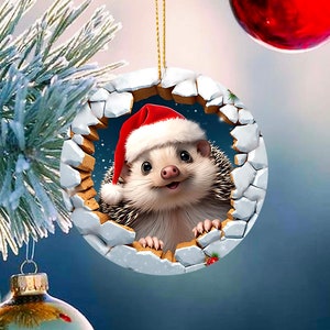 Hedgehog ornament 3D effect Christmas tree break away keepsake decor
