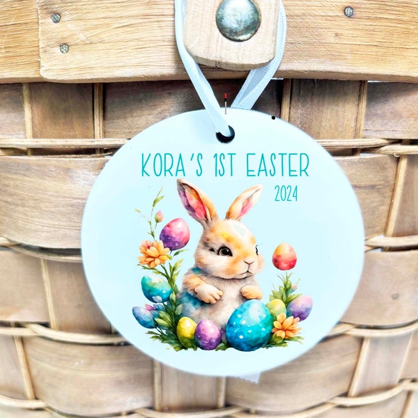 Baby's First Easter basket tag ornament name year Personalized