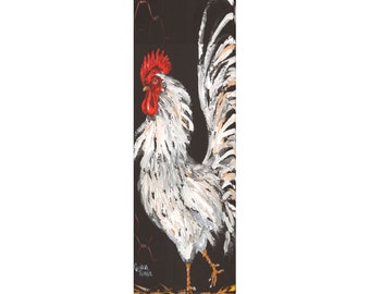 White Rooster painting art print UNFRAMED chicken decor