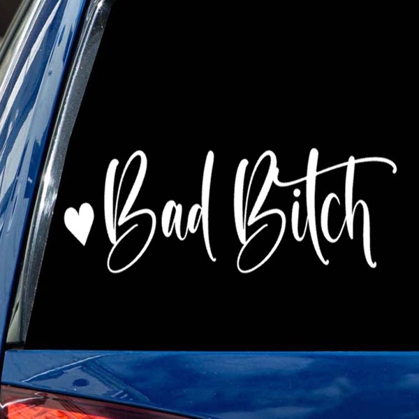 Bad Bitch decal vinyl car mirror sticker Cursive lettering laptop tumbler