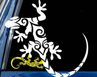 Tribal Gecko Decal: 8 Design Choices, Car/Laptop Vinyl Sticker