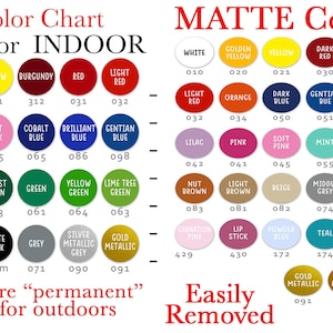 Color chart for vinyl decals