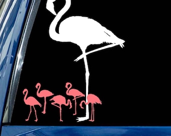 Flamingo decal vinyl beach theme coastal birds sticker window car tumbler laptop many sizes and vinyl colors available