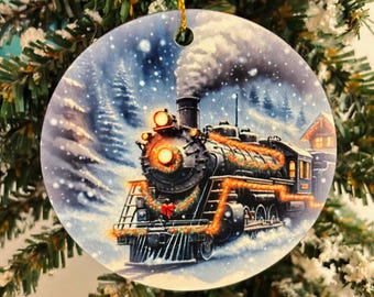 Christmas Train Ornament antique locomotive collector tree decor Gift under 20
