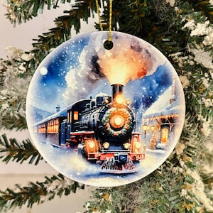 Train Ornament vintage locomotive collector Christmas tree decor Gift under 20