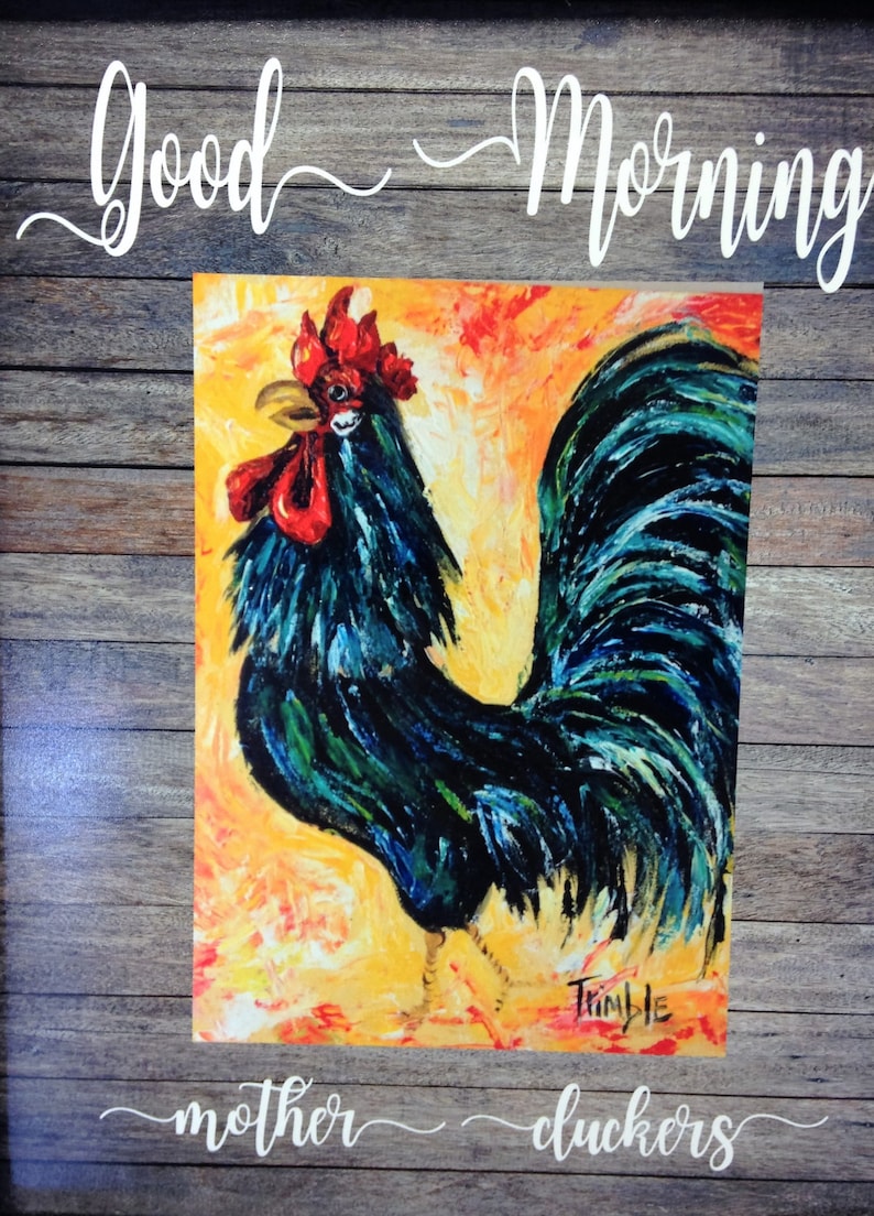 Good Morning Mother Cluckers Sign Black Rooster Art Unframed - Etsy