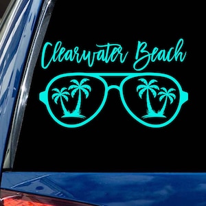 Sunglasses decal beach name personalized beach vinyl window golf cart car bumper sticker many colors available