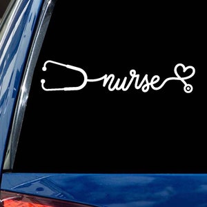 NURSE decal Stethoscope gift laptop window bumper sticker 60 colors All sizes