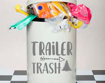 Trailer Trash decal Camper RV Motorhome DIY garbage can sticker 60 colors All sizes