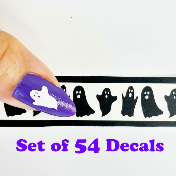 Ghost Nail Decals Vinyl Stickers Halloween craft miniature SET of 54 all colors