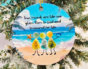 True Friends ornament like Sea Glass quote 1-7 friends personalized
