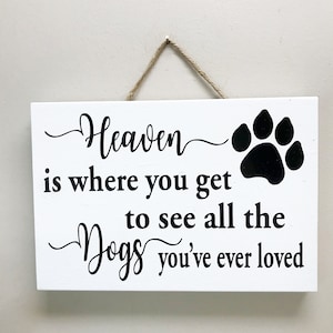 Heaven is where you get to see all the Dogs you&#39;ve ever loved sign grieving loss of pet gift wood