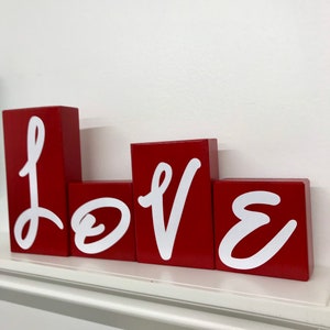 Love sign wood block letters Valentine wedding home decor L-O-V-E image 5