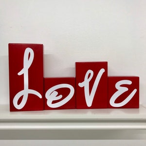 Love sign wood block letters Valentine wedding home decor L-O-V-E image 1