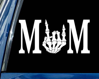 Mom Rock On decal Shaka Hand Skeleton Hang Loose vinyl sticker car