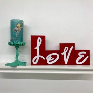 Love sign wood block letters Valentine wedding home decor L-O-V-E afbeelding 2