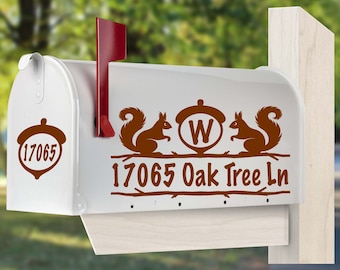 Squirrel Mailbox decal address Cabin vinyl sticker personalized FAST free shipping