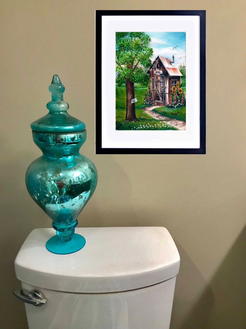 Outhouse Painting Unframed Print His Hers Bathroom Wall Decor Etsy