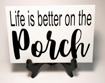 MRC Wood Products Cartello In Legno 'Life Is Better On The Porch' - 22,9x45,7 Cm - Decorazione Rustica Stile Pallet Per Parete