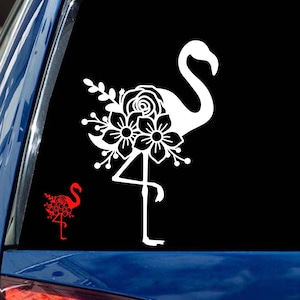 Floral Flamingo Decal: Beach Coastal Bird Vinyl Sticker
