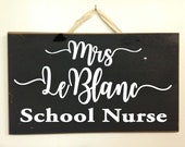 Teacher Name sign Office Principal School nurse Aide Grade Christmas gift Personalized door hanger